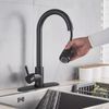 Matte Black Kitchen Sink Faucet Single Handle Swivel Pull Down Sprayer Mixer