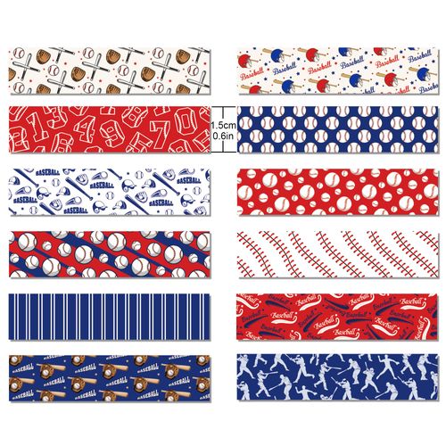 CC HOME 12 Rolls Washi Tape Baseball Pattern Decorative 15 mm Masking Tape Sports Aesthetics Decorative Stickers Scrapbooking Tape Craft Supplies for DIY, Crafts, Diary, Albums