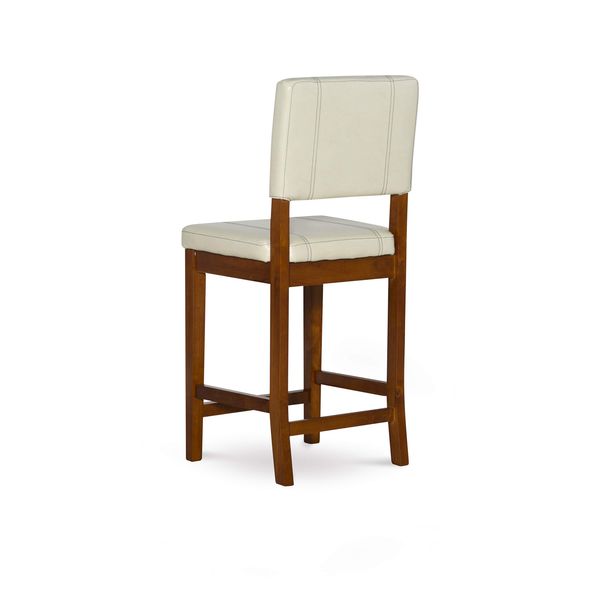 Linon Milano Counter Stool, 18”W x 19”Dx 38”H, Medium Cream/Dark Walnut