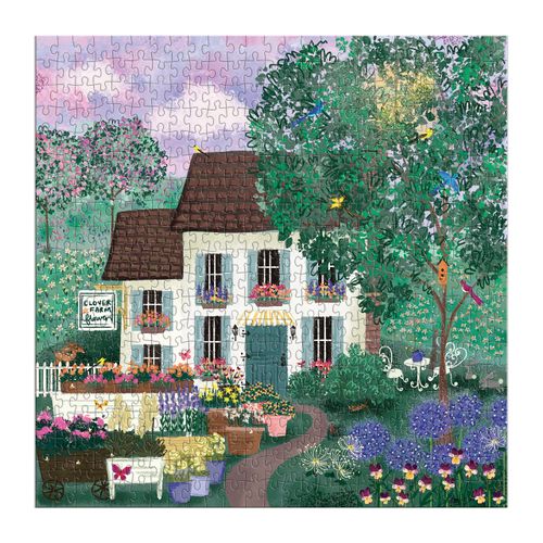 Galison Garden Path – 500 Piece Puzzle Fun and Challenging Activity with Bright and Bold Artwork of Country Cottage and Plant Path for Adults and Families