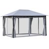 13' x 9.7' Backyard Pergola w/ Steel/Aluminum Frame & Netted Sidewalls, Grey