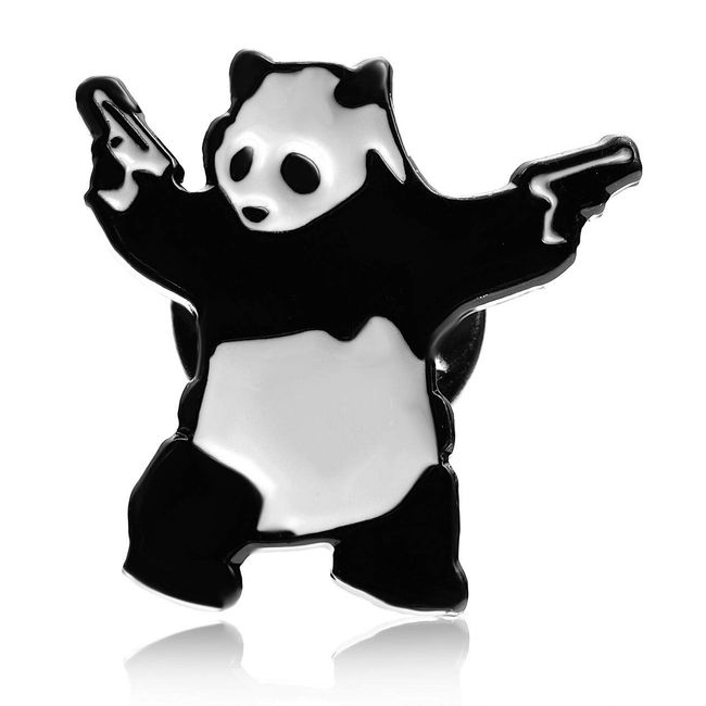 Don Flyee Panda Gunman Banksy Pin Badge Pin Butterfly Clutch Alloy C0043