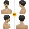 BOBCOO Pixie Wig for Women - Black Mixed with Grey - Synthetic - Straight - Pixie Cut - 22 inches