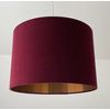 Burgundy Velvet Brushed Copper Drum Lampshade