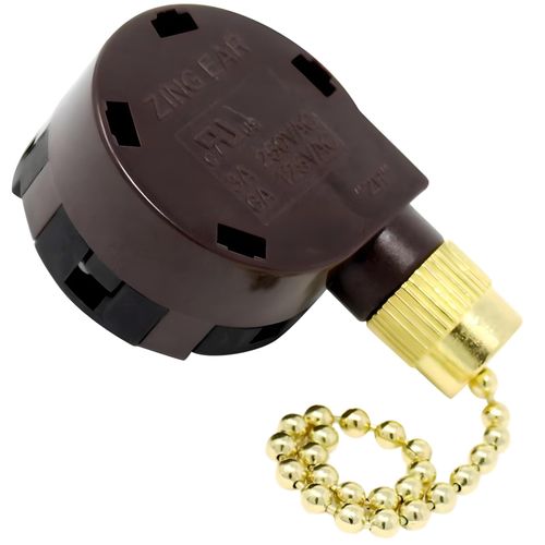 ZE-268S5 ZH 4 Speed 5 Wire Pull Chain Ceiling Fan Switch Replacement Repair Kit 4 Way 5 Position Rotary Motor Controller 6A 125VAC 3A 250VAC for Fans and Appliances - Brass Finish