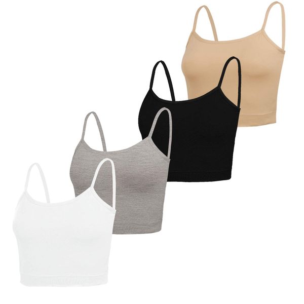 NEWITIN 4 Pack Spaghetti Strap Camisole Top Adjustable Strap Tank Top for Women Girls (S)