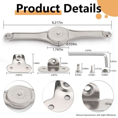 Heavy Duty Lid Stay Hinges Folding Box Lid Soft Close Support Hinge for Cabinets, Wardrobes, Toy Boxes, Wooden Boxes (Support 50 lbs，2 Pack)