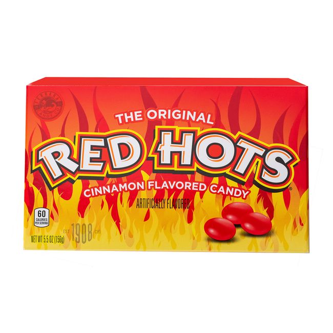 Red Hots Cinnamon Flavored Candy, Back to School Candy, 5.5 Ounce Movie Theater Candy Box (Pack of 12)