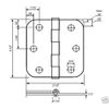 24 Pack Polished Brass 3.5" x 3.5" 1/4 Radius  Corner Interior Door Hinges