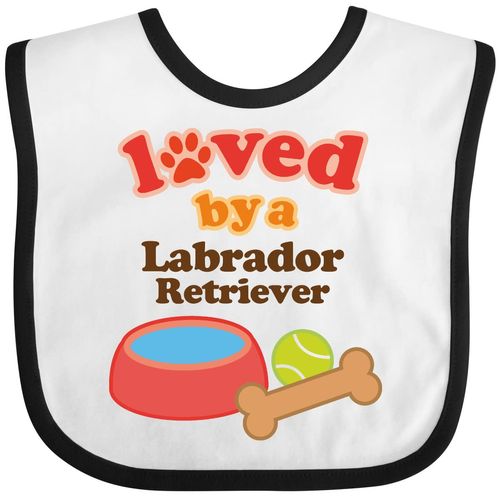 inktastic Labrador Retriever Loved By a Baby Bib White and Black 10569