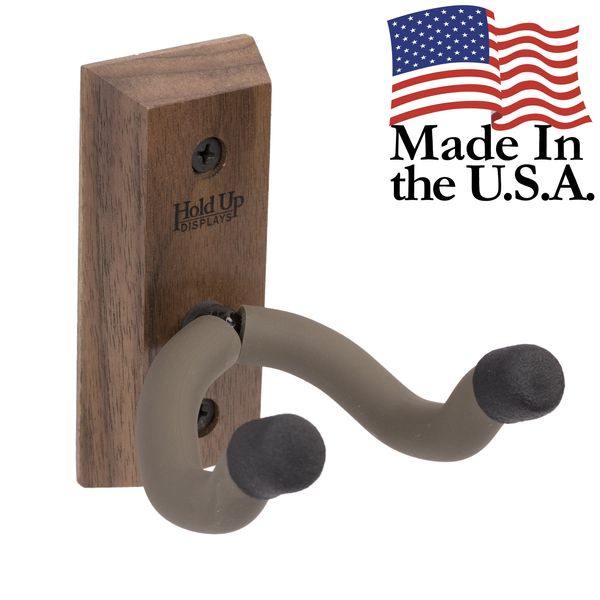 Hold Up Displays - Vertical Gun Hanger and Rifle Storage Securely Holds Firearm and Bow - Real Walnut Hardwood Harvested in Wisconsin - Made in USA