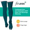 FitLegs - Open-Toe Compression Stocking - 18mmHg AES DVT Prevention - Thigh High, Small, Green