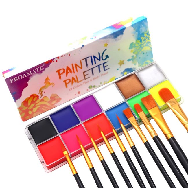 Face Painting Kit for Kids Party with 12 Amazing Colors, Stencils & Makeup  Brush