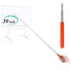 Telescopic Teachers Pointer,Teaching Pointer Stick for Classroom,Metal Hand Retractable Pointer Extended Length 39Inch, Handheld Presenter Whiteboard Pointer (Flet Red)