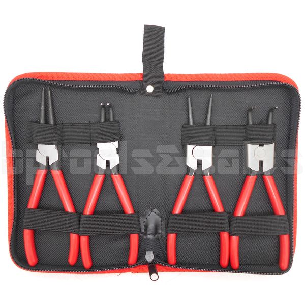 4pcs Heavy Duty 7" Circlip Plier Snap Ring Plier External Internal Kit w/ Pouch