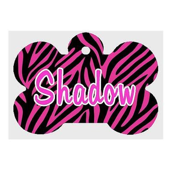 Pink ZEBRA Stripes Personalized PET ID TAG Custom Theme Dog Tag Printed 2 Sides