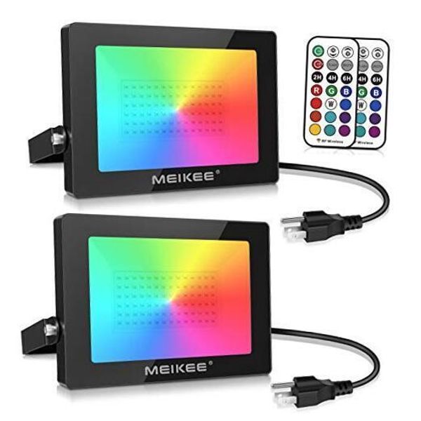 2 Pack 100W Color LED Flood Lights RGB LED Flood Light Outdoor 100.0 Watts