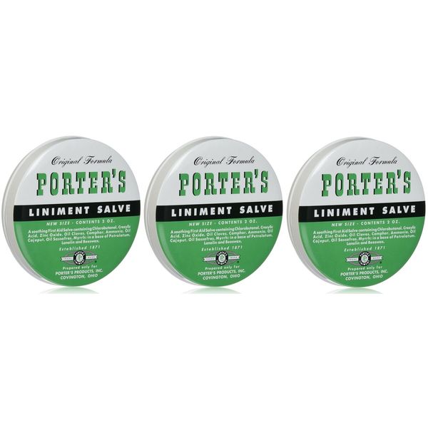 3 Pack Orginal Formula Porter's Liniment Salve 2 Oz cuts burns