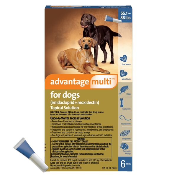 Advantage Multi Topical Solution for Dogs 1 Dose, 55.1-88 lbs (Blue)