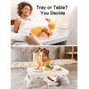 Bamboo Bed Tray For Breakfast, Snack Table with Folding Legs for Eating, Sofa, Couch, Working by Pipishell (White)
