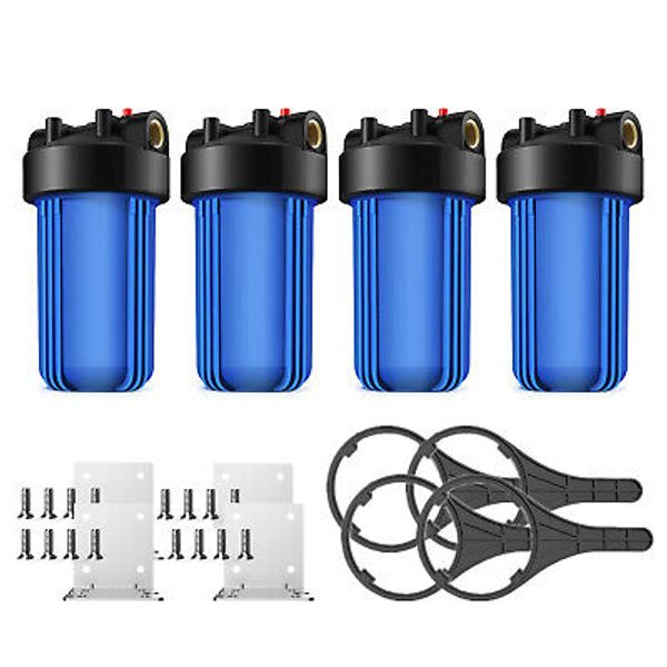 4Pack 10 Inch Big Blue Whole House Water Filter Housing for 4.5" x 10" Cartridge