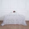 90x156" SILVERSheer Tulle Rectangular TABLECLOTH Embroidered Sequins Party
