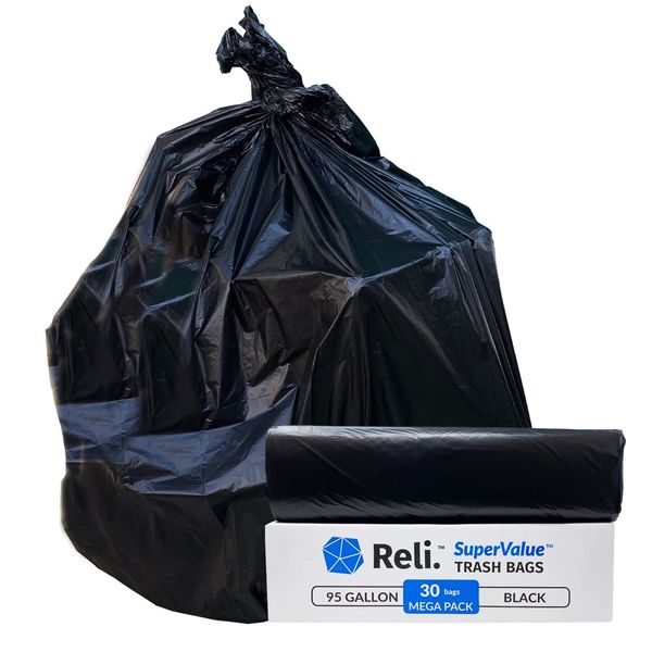 Reli. SuperValue 95 Gallon Trash Bags | 30 Count | Made in USA | Heavy Duty |...