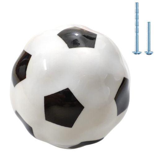 Wannianmu 4Pack Ceramic Soccer knobs Football Knobs, Sports Drawer Knobs Pulls Handles for Dresser Cupboard Closet Door Handle Home Kitchen Boys Kids Room Nursery Furniture Knobs Decorative