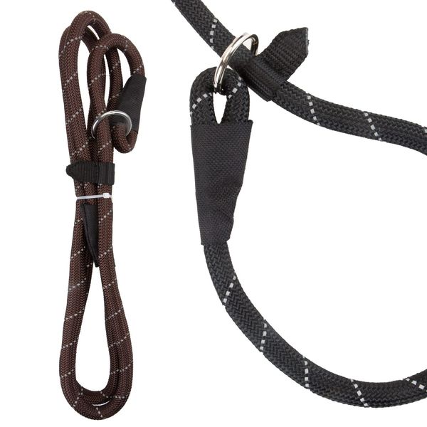 VFM/Crufts Reflective Slip Lead, 150cm, Brown