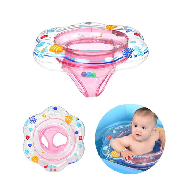 XQMMGO Baby Swimming Ring Float, Swimming Pool Bathing Accessories for Children, Toddlers and Infants, Inflatable Swimming Ring with Seat for Babies Aged 6-36 Months 52cm (Pink)