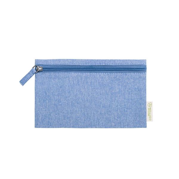 Beauty case piccolo trucco 100% cotone riciclato. Beauty case da donna con chiusura lampo e maniglia da gioco. Borsa cosmetica. Beauty case per trucco da viaggio, blu