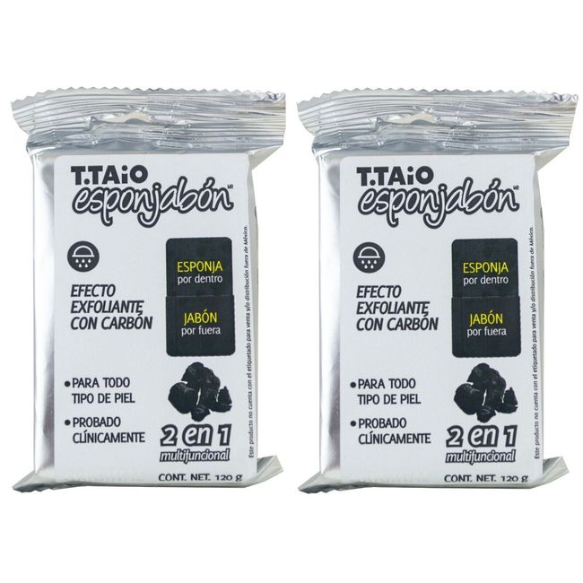 T.Taio Esponjabon Charcoal Soap Sponge / Exfoliante con Carbon (2 PACK)