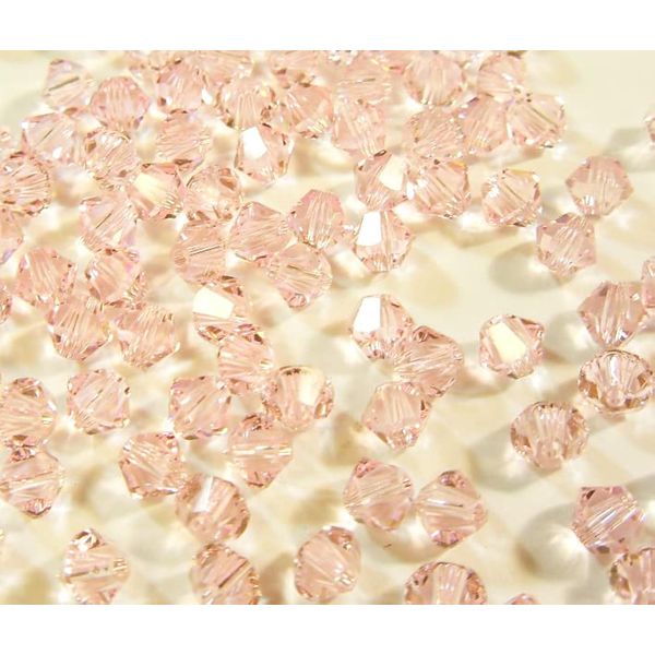 Perlin 40 Pink Bicone Czech Crystal Beads 4 mm Double Cone