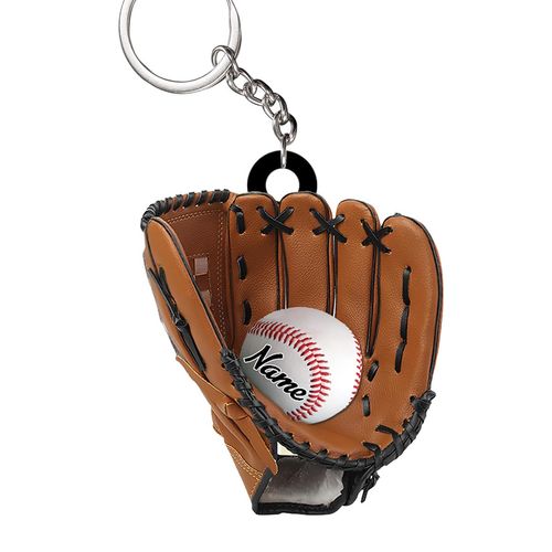 generic Personalized Baseball Gloves Acrylic Keychain, Custom Name Baseball Lovers Shaped Keychains Key Rings, 2D Flat 2-Sided Printed Keychain Gift for Baseball Players, Baseball Team (Baseball 5)