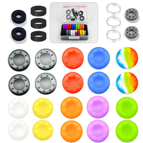 ZHI-NYLLDJS Controller Thumb Grips for PS5/4,Controller Thumb Caps for Xbox,Joystick Stick Grip for Switch Pro Controller,Precision Rings&Thumb caps Set(30pcs)(E&F)