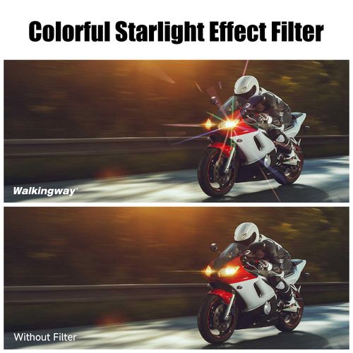 WalkingWay 58MM Colorful Starlight Lens Filter, Irregular Starburst Filter, Special Effect Filter with a Lightweight Design for Creative Photography, Video Recording and Night Scenes