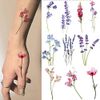 COKTAK 12 Sheets Watercolor Purple Violet Lavender Temporary Tattoos For Women Tiny Wild Plant Sweet Pea Morning Glory Flowers Fake Tattoos Temporary For Girl Kids Hand Face Ankle Neck Tatoos Stickers