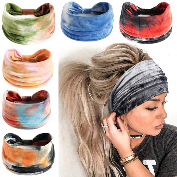 6PCS Stirnbänder für Frauen Breite Boho Kopftücher Rutschfeste Bandanas Haarbänder Elastische Haar-Accessoires Geknotete Turbane Head Wrap Erwachsene