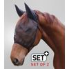 WALDHAUSEN Set of 2 Basic Fly Masks with Ear Protection, Black (with Ears), PON