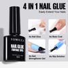 TOMICCA Nail Extension Kit, Nail Tips and Glue Gel Kit, 4 In 1 Nail Glue and Base Gel with 150Pcs Coffin Nails DIY Nail Art Acrylic Nail Kit Easy Nail Extension Set, Gifts for Women Girls
