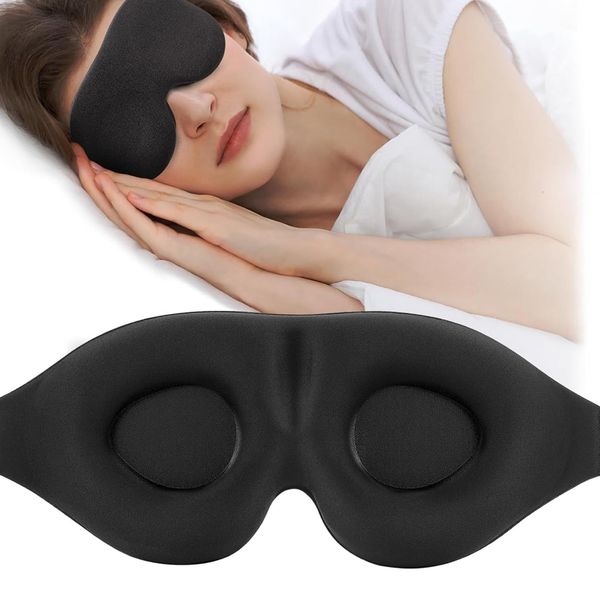 NTEK 100% Blackout Eye Mask for Sleeping (Free 5 Pair Silicone Ear Plugs), Perfect Sleeping Mask for Side Sleepers, 3D Ultra Soft Comfortable Eye Masks for Women Men Kids, Travel or Blindfold