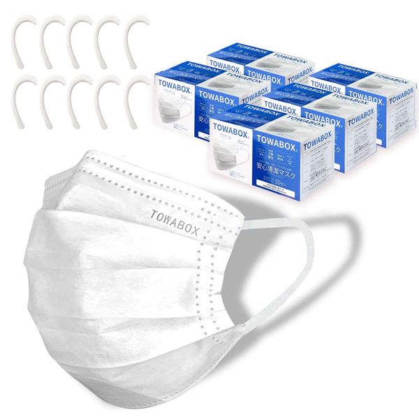 TOWABOX Non-woven Mask, Disposable Mask, Unisex Mask, Adult Mask, 50 Pieces, Individually Packaged, "National Mask Industry Association Member (Mask + Ear Guards), Pollen Protection, Cold Dust, Splash Prevention, PM2.5 Mask Specialty Test PFE99% or More, 