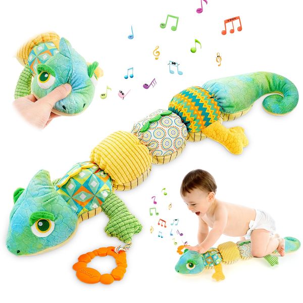 Baby Musical Caterpillar Toy, Luckit Baby Sensory Toy Stuffed Animal Toy Soft Plush Toy with Multi-Sensory Crinkle, Rattle & Textures for Babies 0-3-6-12 Month Newborn Boy Girl Christmas Birthday Gift