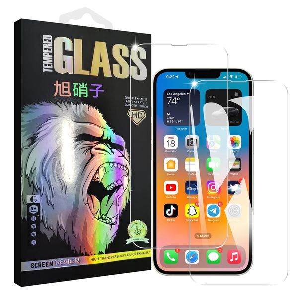 iPhone 14 Film [Set of 2 - AGC Asahi Glass - High Quality] iPhone 13 Glass Film iPhone13 Pro LCD Protective Film iPhone 14 Tempered Glass Smooth Case [Uses Japan Asahi Glass Material, 9H Hardness,