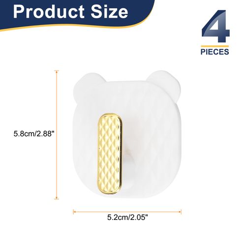 uxcell 4Pcs Heavy Duty Adhesive Hooks, Plastic Bear Shape Self Adhesive Hooks Sticky Wall Hooks Towel Hooks for Bathroom, Kitchen, Home and Office(White)
