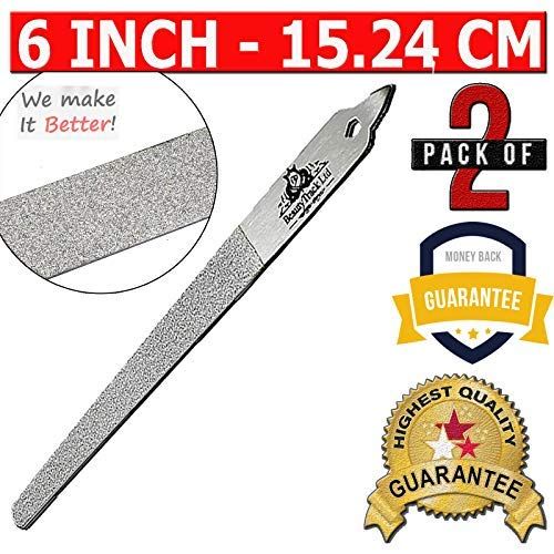 BeautyTrack 6-Inch Diamond Deb Nail File, for Manicure, Pedicure, Grooming Foot Skin, Podiatric Foot Care Instruments, Stainless Steel (Pack of 2, 2021 Stock), Pouch