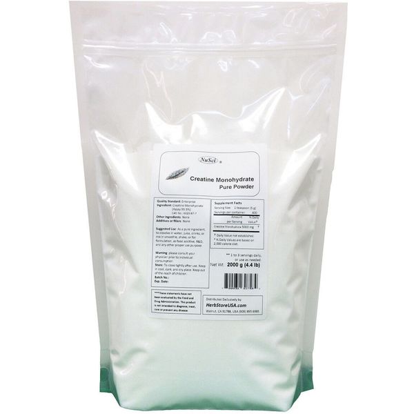 NuSci 100% Creatine Monohydrate Micronized Pure Powder 2000g (4.4lb)