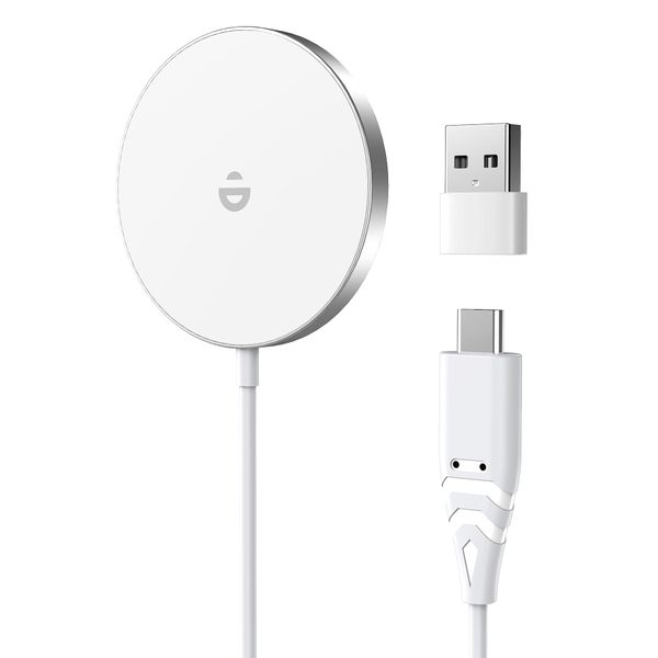 Schnelle MagSafe Ladegerät für iPhone, Kabelloses Laden Schneller als das Original Induktive Ladestation für iPhone 12/13/14/15 Serien und AirPods Magnetic Wireless Charger Pad