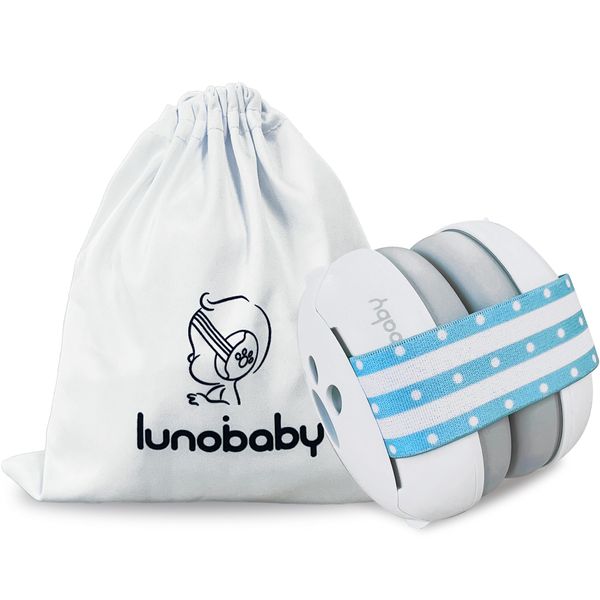 Lunobaby Baby Ear Muff - Noise Canceling Headphone for Infant Hearing Protection - Newborn Airplane Travel Essential - Plane Soundproof Earmuff for Flying (White)