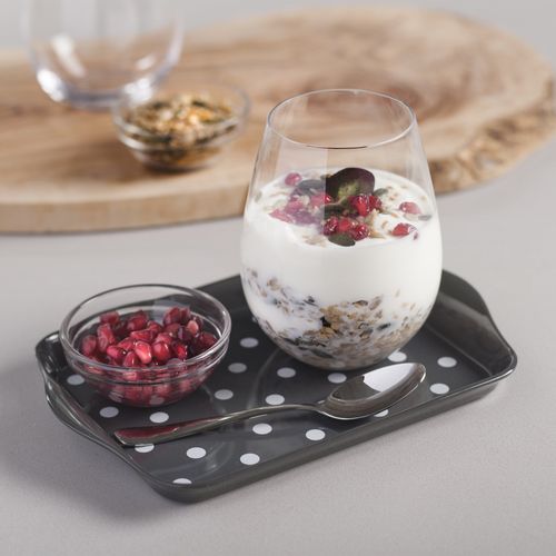 Zeal G200T Mini Serving Tray, Dotty Design 18cm x 14cm Dark Grey